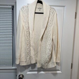 Woman's Off-white Talbots Fisherman's Cardigan  Size XL
